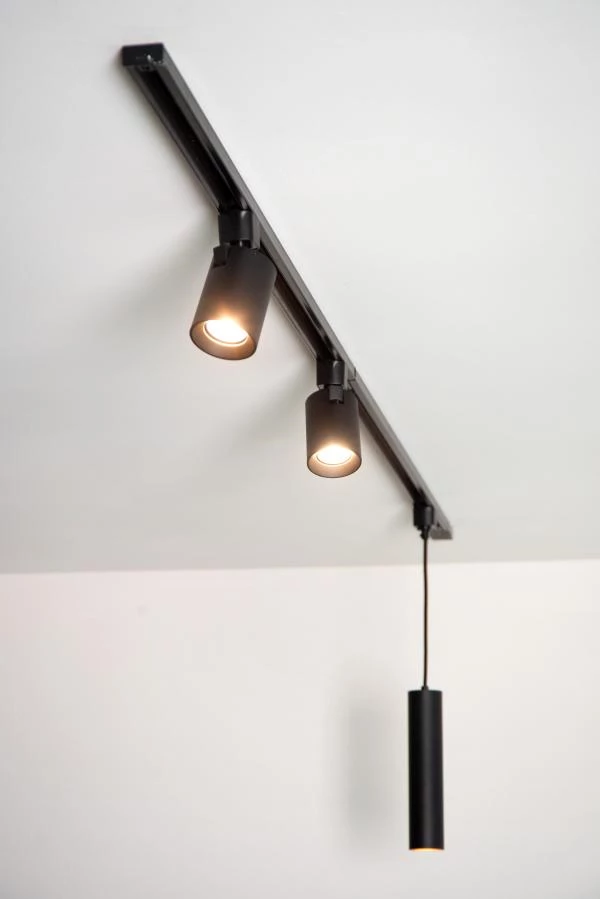 Lucide TRACK FLORIS Pendant Lamp - 1-phase Track lighting / System - 1xGU10 - Black (Extension) - ambiance 7